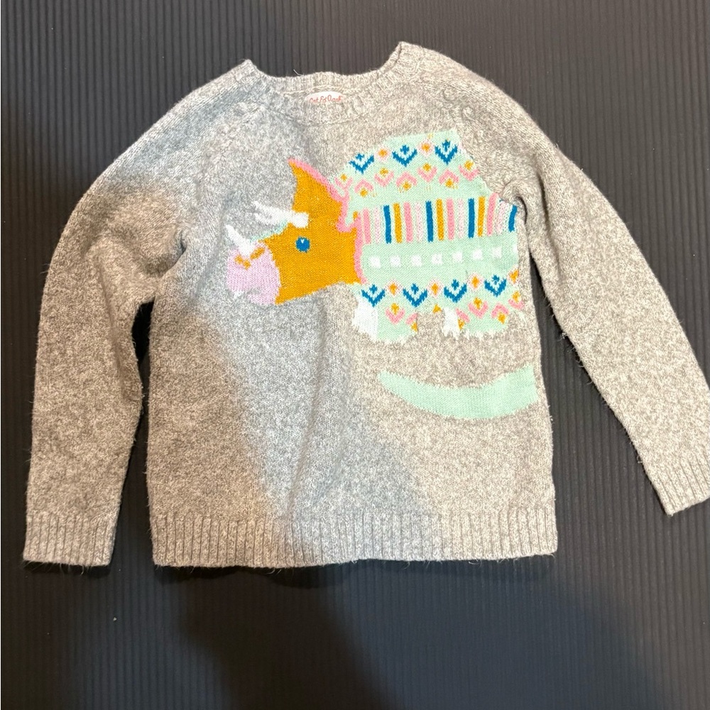 Cat & Jack Gray Girls Sweater with Colorful Rhinoceros Motif